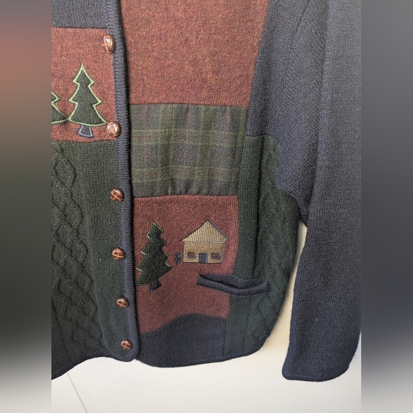 VINTAGE 1990 Women Sweater Made In Hong Kong Size M 100% Wool Winter Vibes - Picture 3 of 11